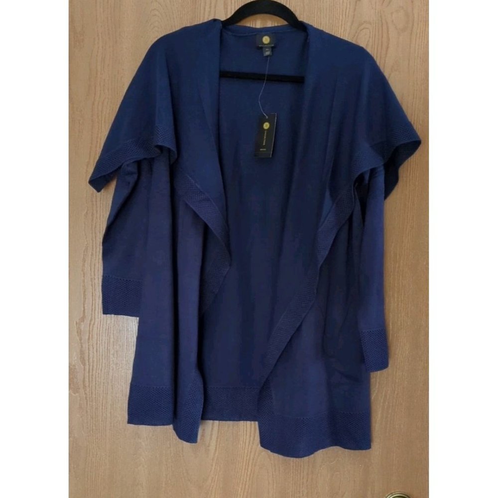 JM Collection Womens Petite Size PXL Open-Front Cardigan Intrepid Blue New